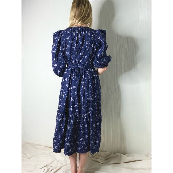 SUMMERSALT Navy Cotton Ditzy Floral Puff Sleeve Dress US SMALL - Picture 7 of 15